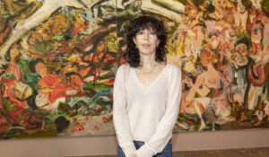 Cecily Brown at the Capodimonte Museum with the masterpiece The Triumph of Death