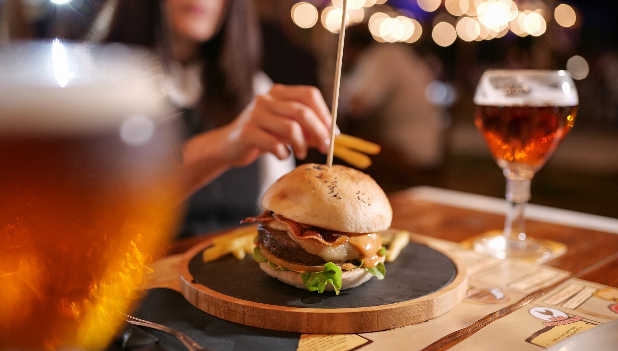 Burger in a pub