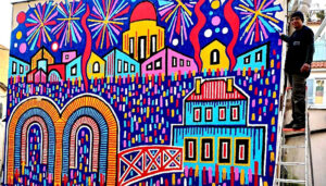 في باكولي ، جدارية ملونة مخصصة لبروسيدا عاصمة الثقافة