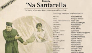 locandina di Na Santarella al Teatro Sannazaro di Napoli, la brillante commedia di Scarpetta