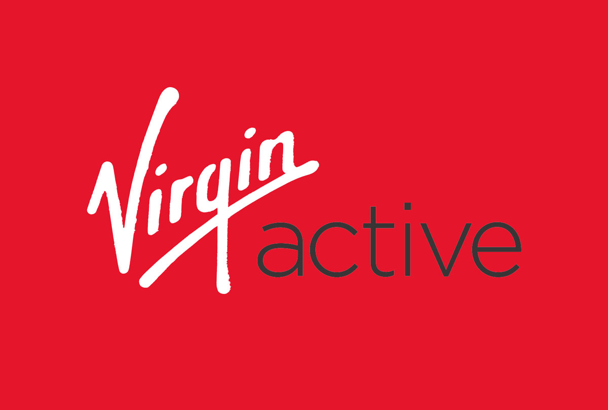 Logo Virgin Active em fundo vermelho