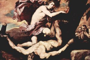カポディモンテ美術館のオルトレカラヴァッジョのポスター、ナポリの600年の絵画を伝える展覧会