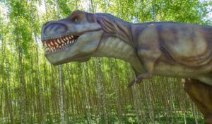 poster of Dinosaurs at the Astroni of Agnano: the giants of the Jurassic are back in Naples