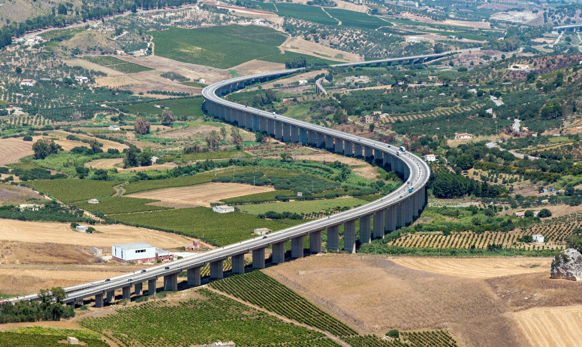 Sicilian highway seen from above