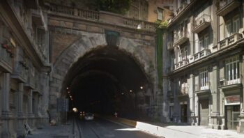 Galleria Laziale in Neapel, die Vorzugsspur ist gesperrt: die Route der umgeleiteten Busse