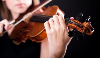 Mujer, con, el, violín