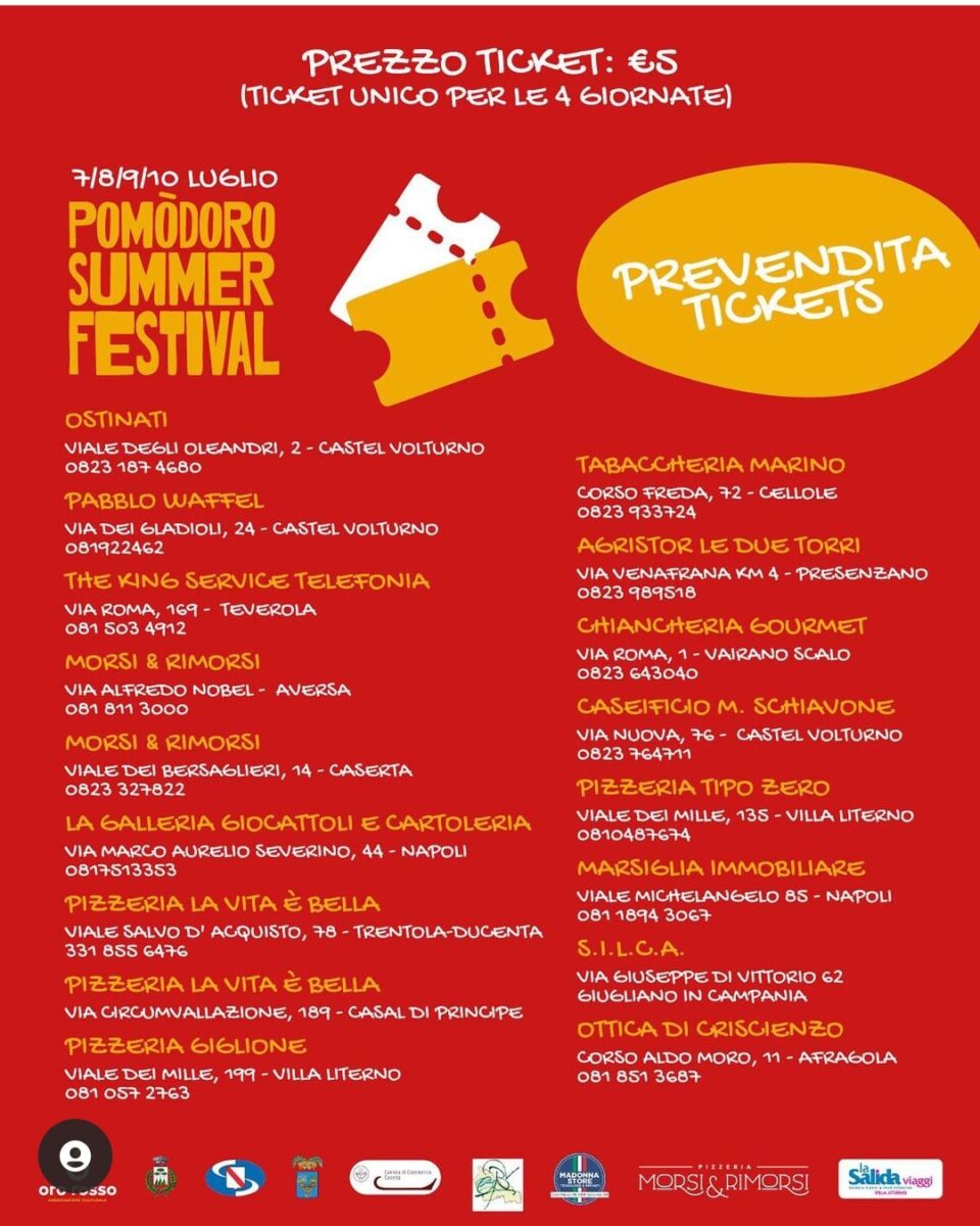 Rivendite biglietti Pomodoro Summer Fest