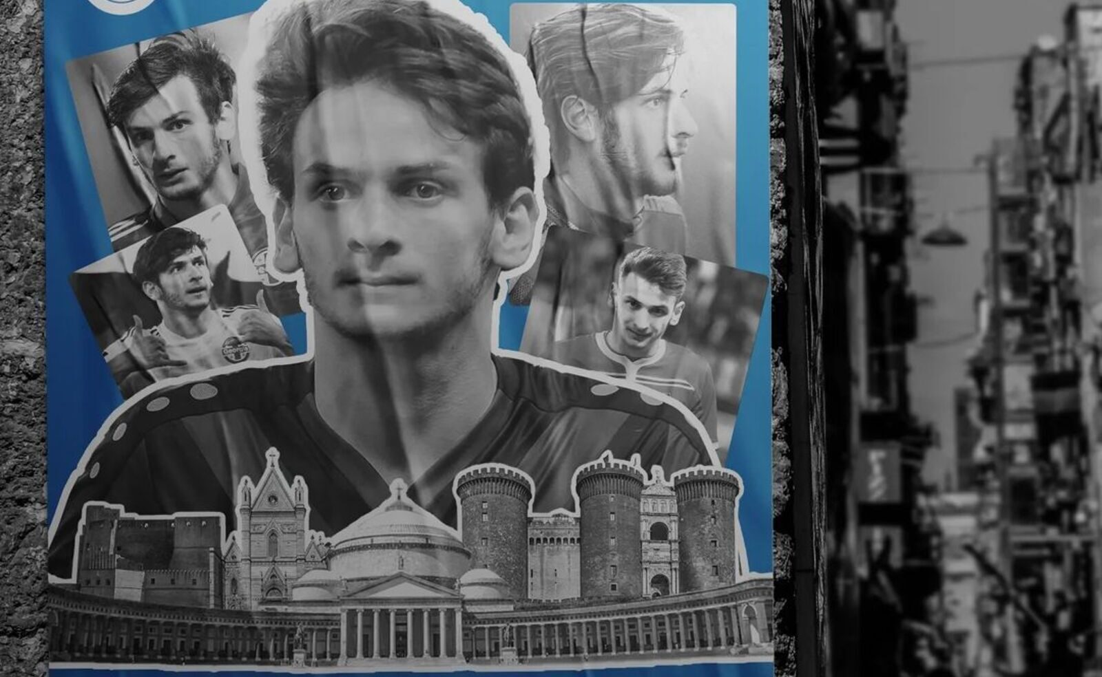 Khvicha Kvaratskhelia welcome poster at Napoli Calcio