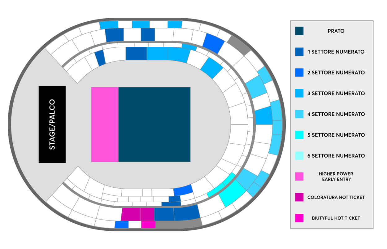 Mapa do show do Coldplay em Nápoles