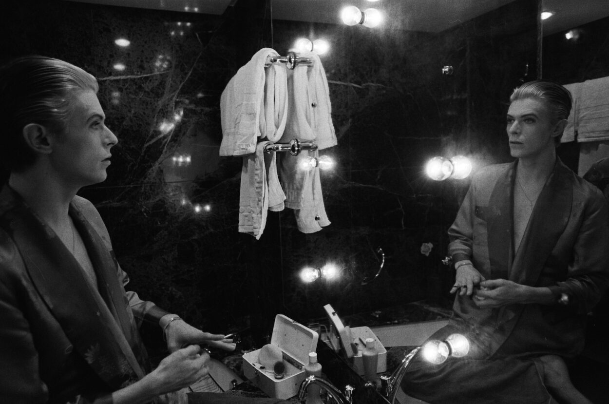 David Bowie in the dressing room
