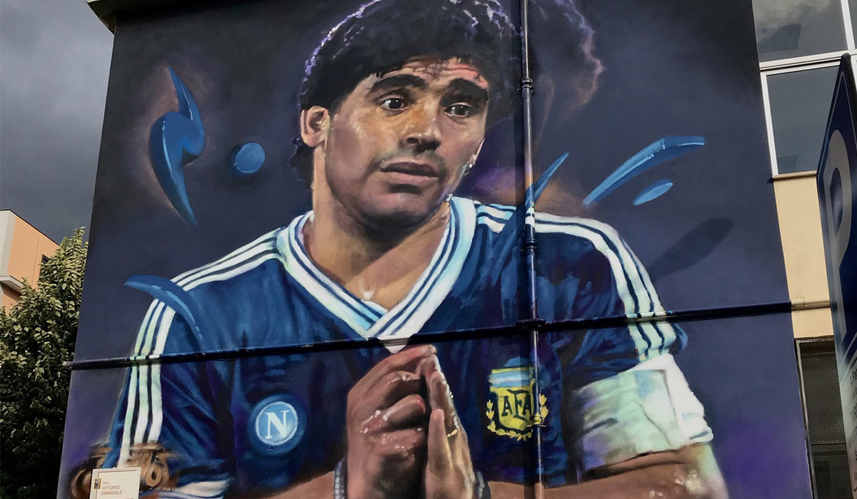 Wandbild für Maradona in Pompeji