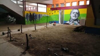 Murales for Gino Strada in Scisciano in the Circumvesuviana Rights Station