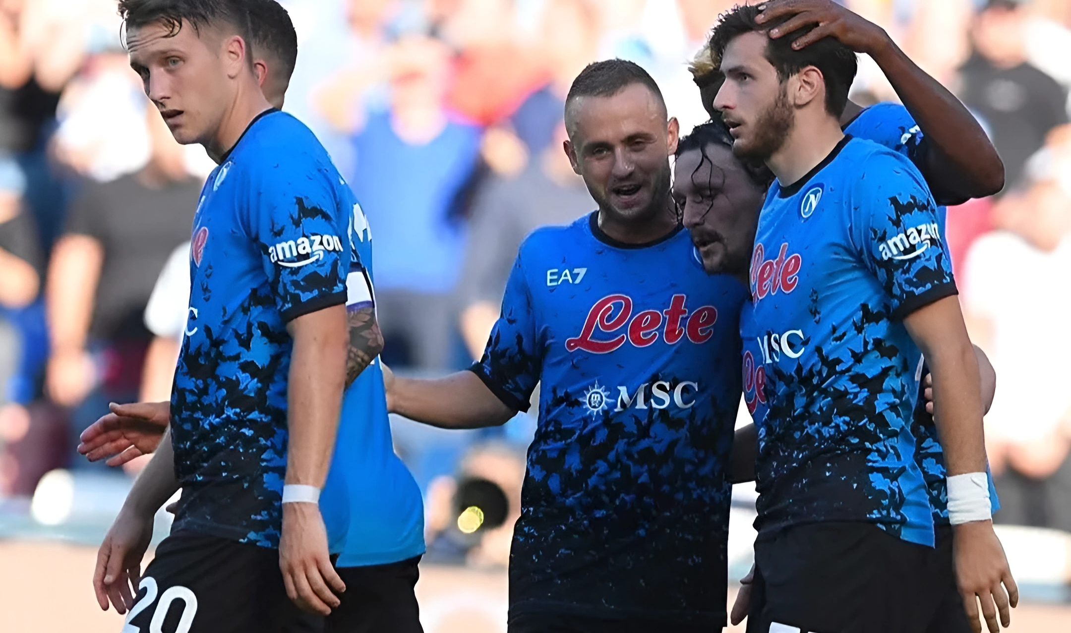 Napoli footballers rejoice after a victory