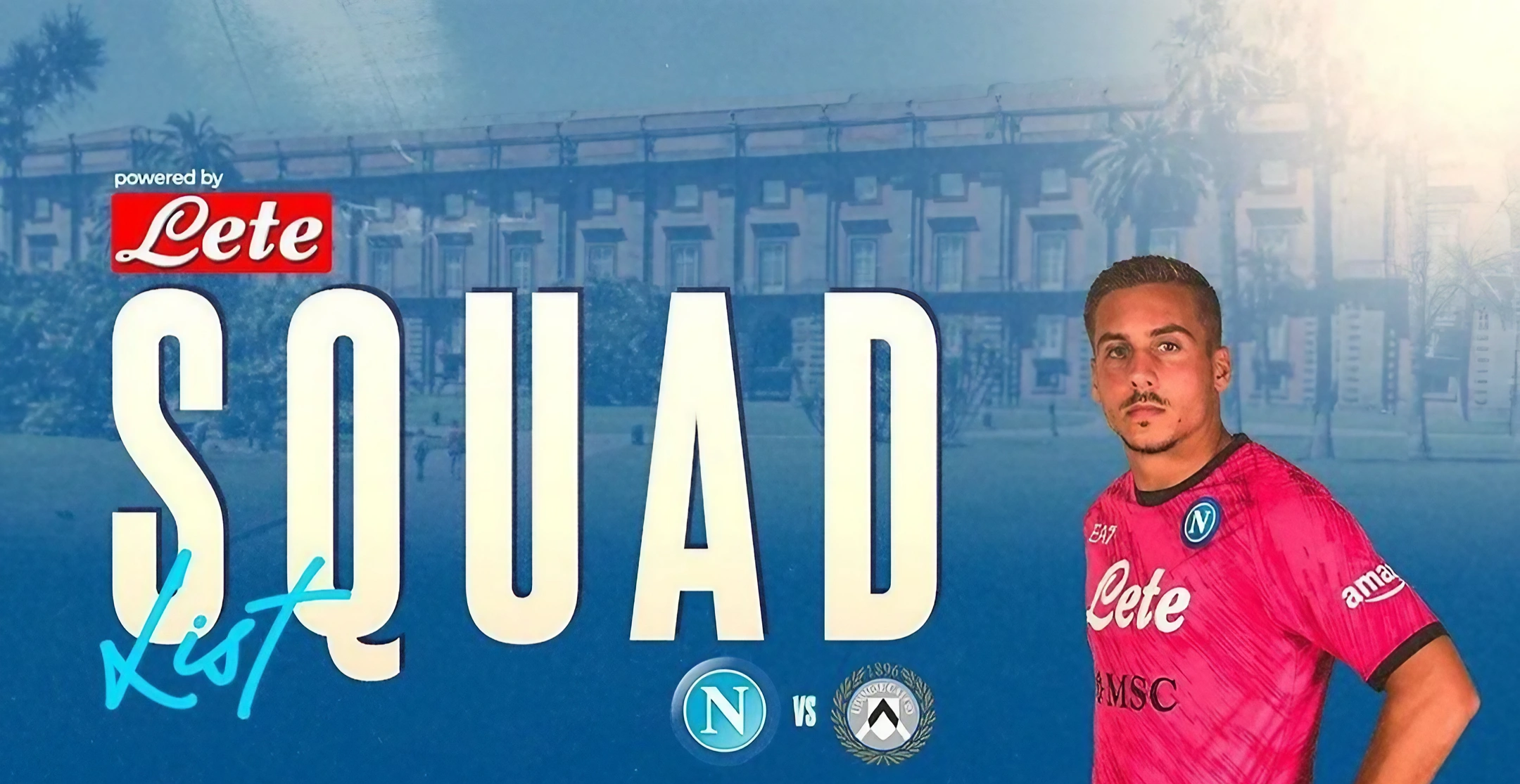 Davide Marfella, calciatore SSC Napoli, in una grafica usata sui social