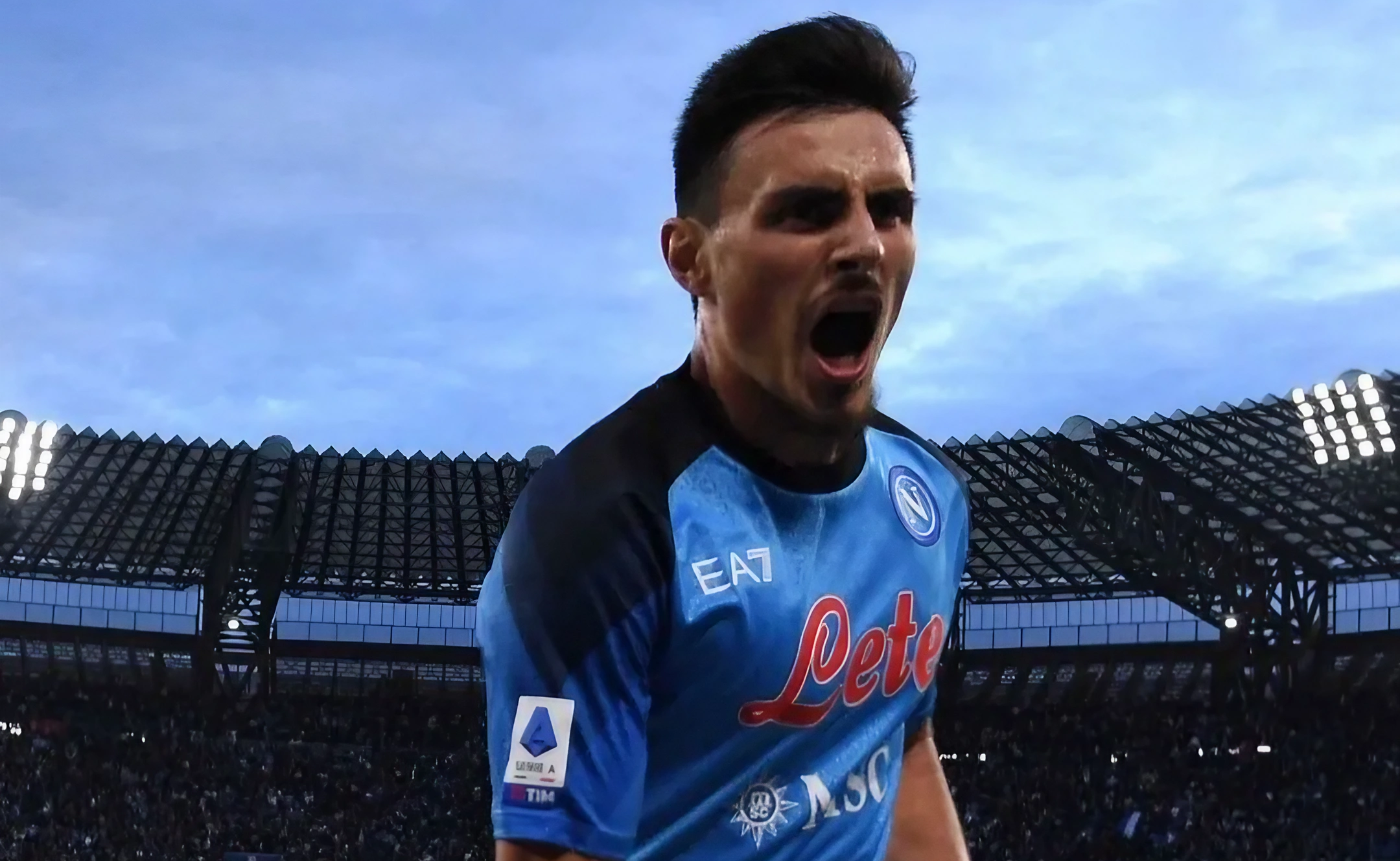 Elmas, SSC Napoli footballer, rejoices after a goal