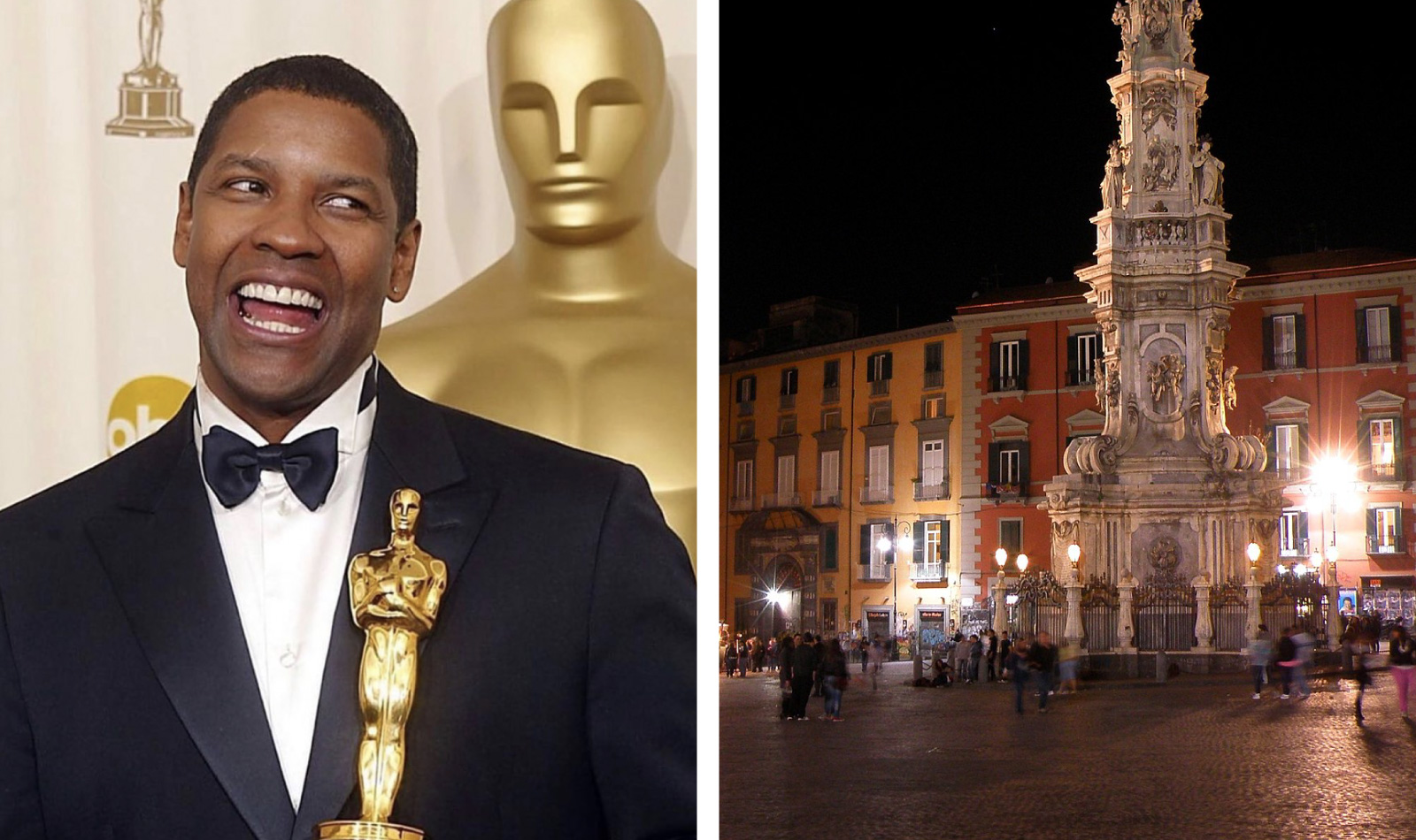 denzel washington en nápoles para rodar en Piazza Del Gesu