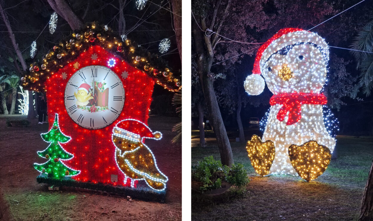 Pinguino tra le luminarie di Bacoli per Natale 2022