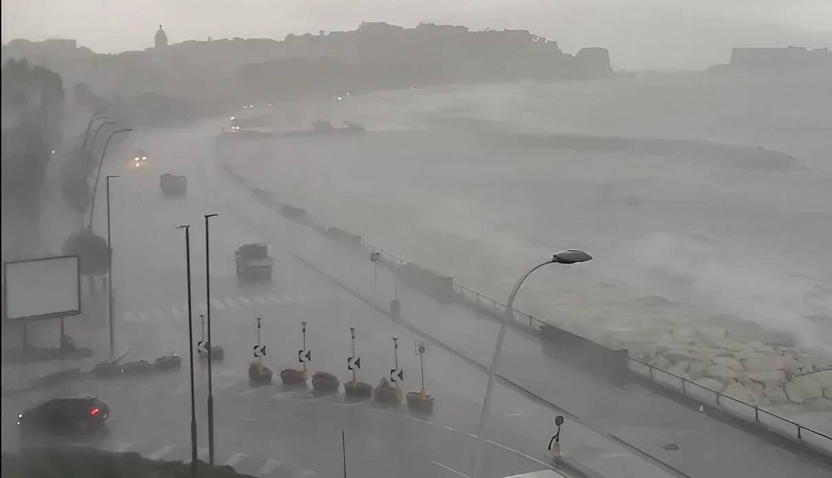 Bad weather in Naples caused by Cyclone Poppea