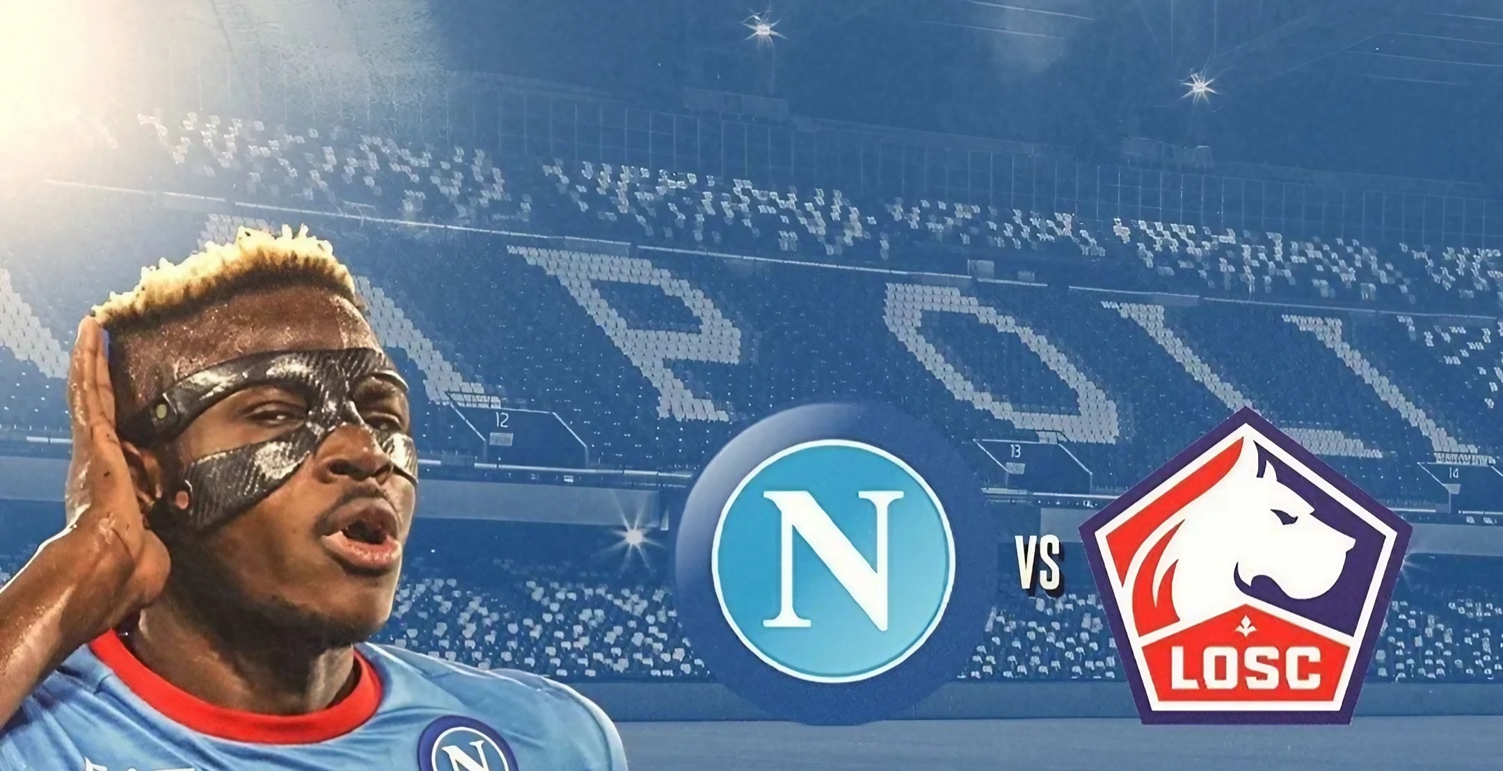 Victor Osimhen on the graphics of SSC Napoli and Lille