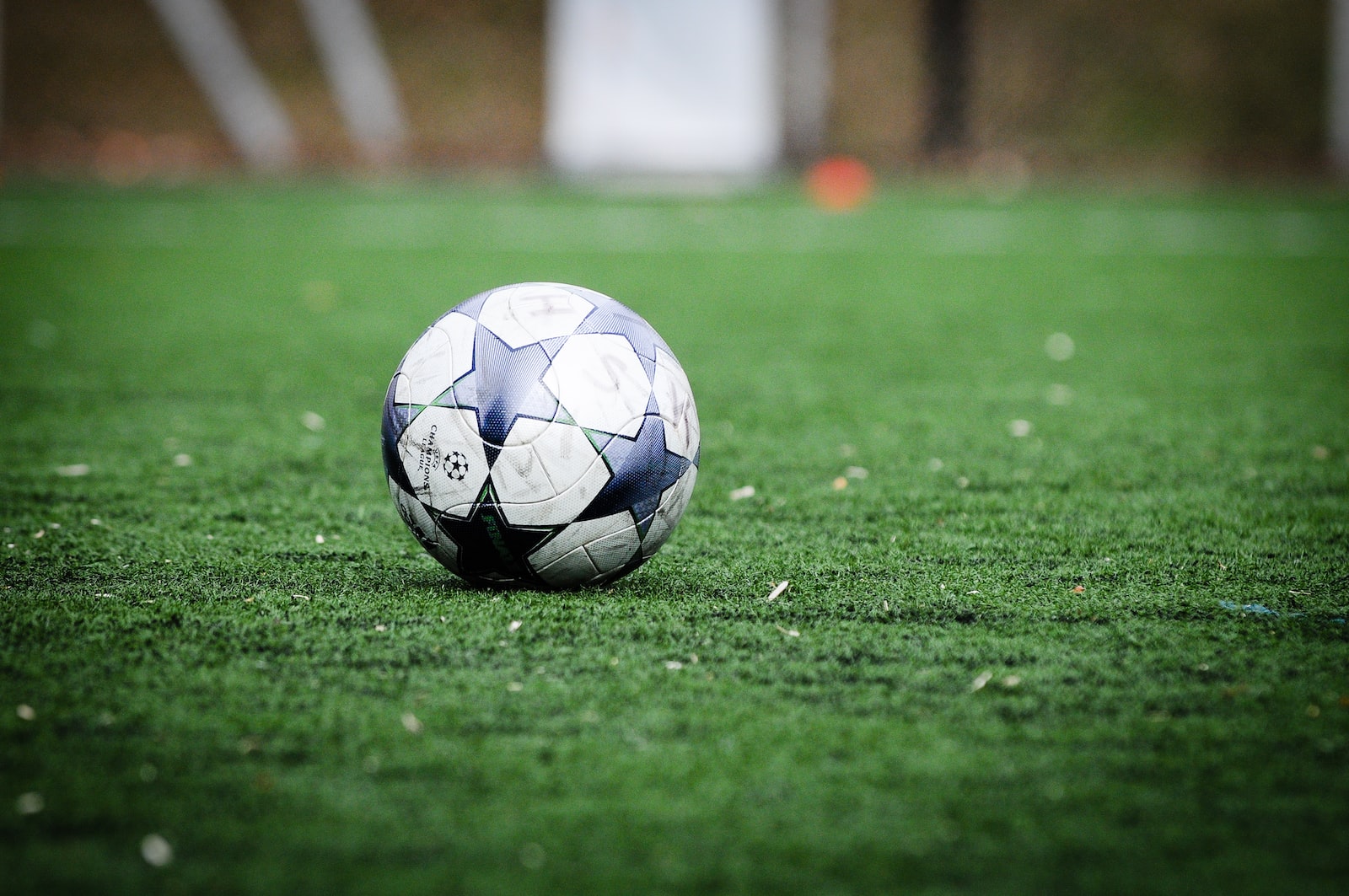 Soccer ball on a sports field