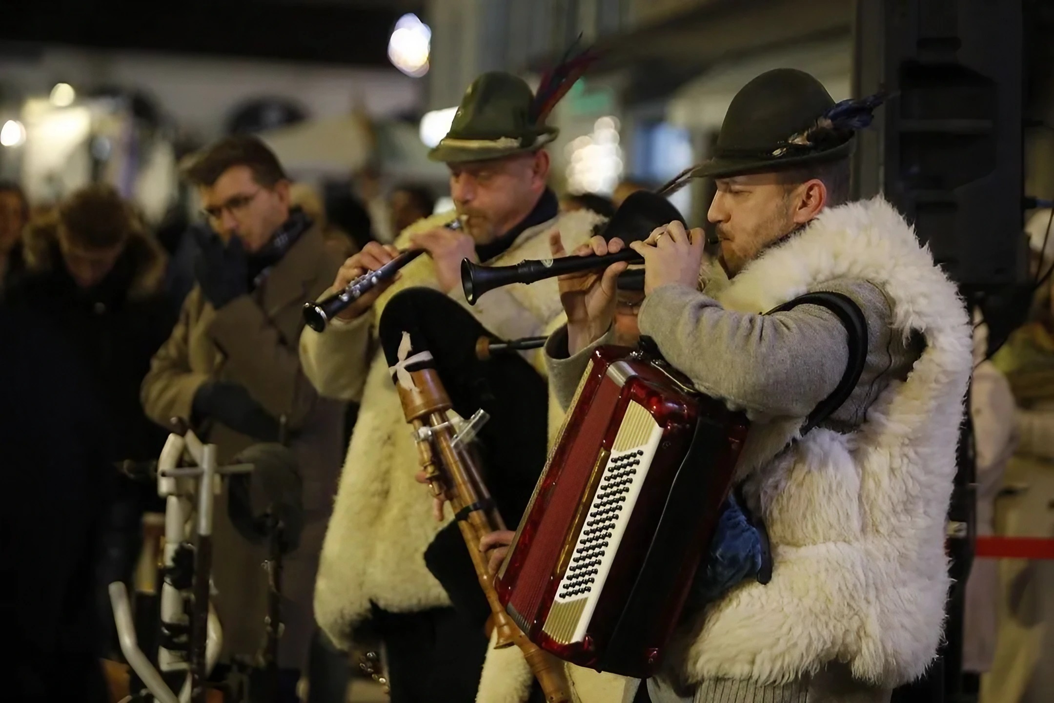 Bagpipers in the square