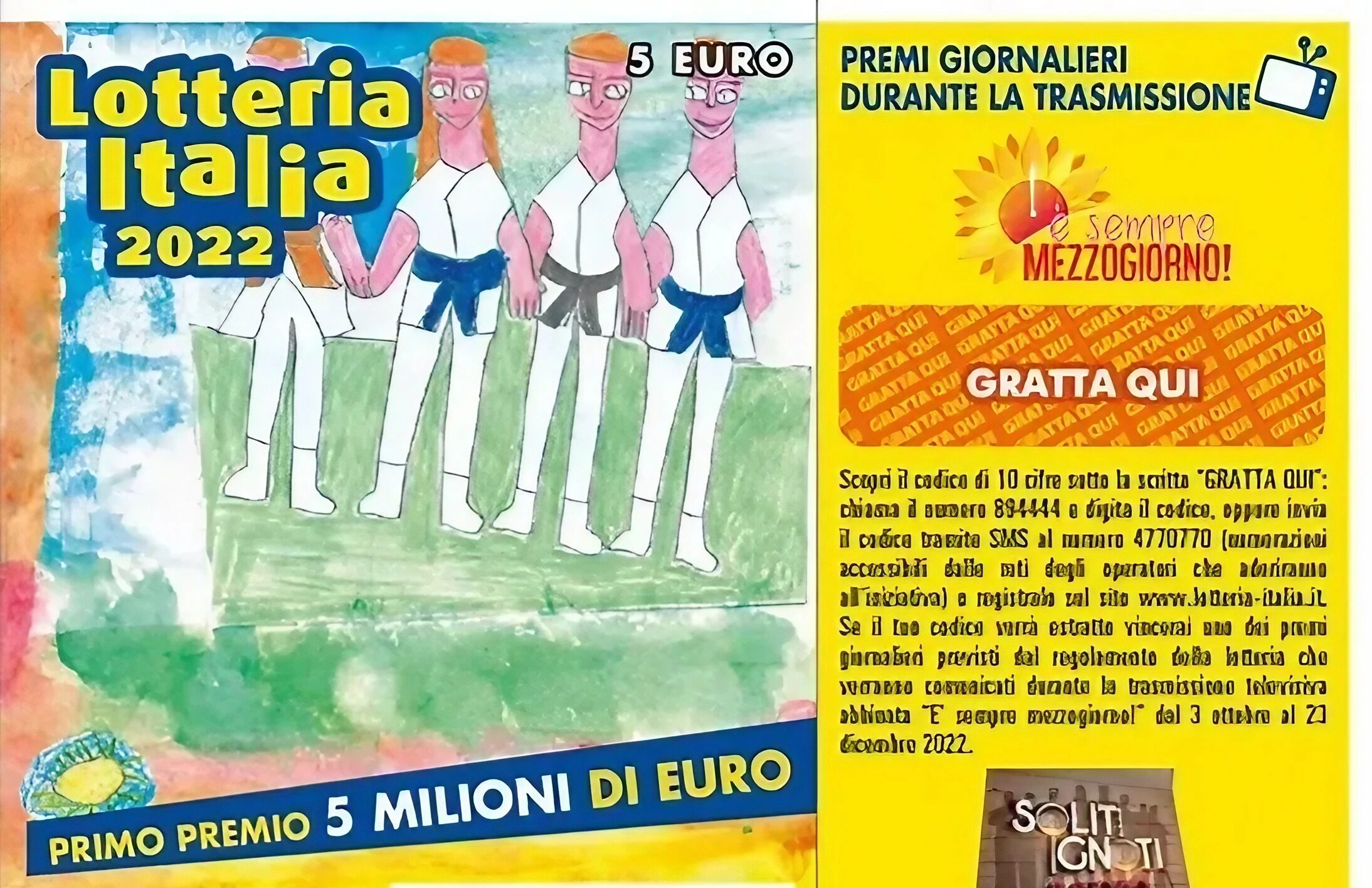 vor einem der italienischen Lottoscheine