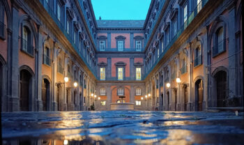 ナポリ、王宮での展示: 戦災と修復、1943 年から 50 年代までの画像