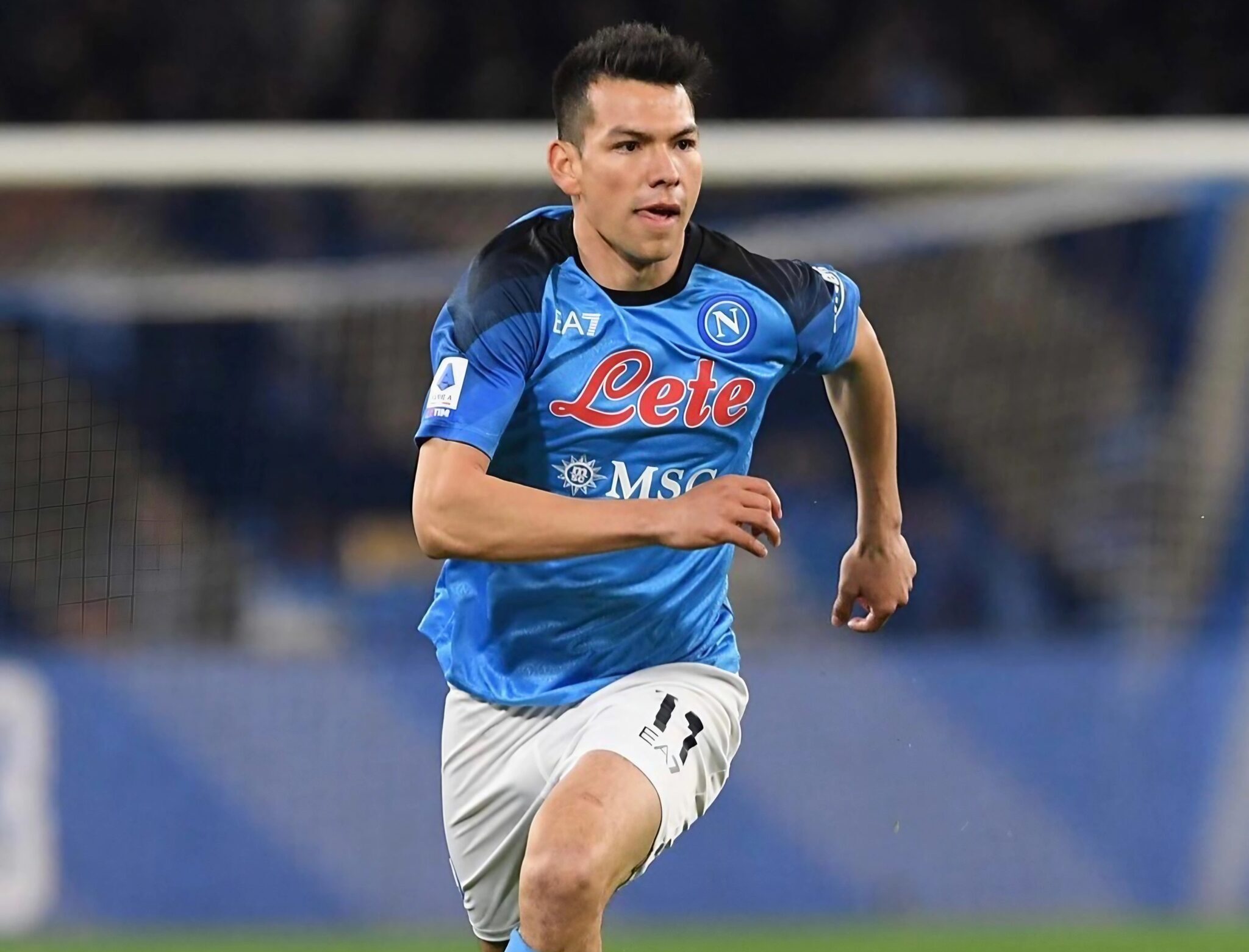 Hirving Lozano, SSC Napoli footballer, in action during a match