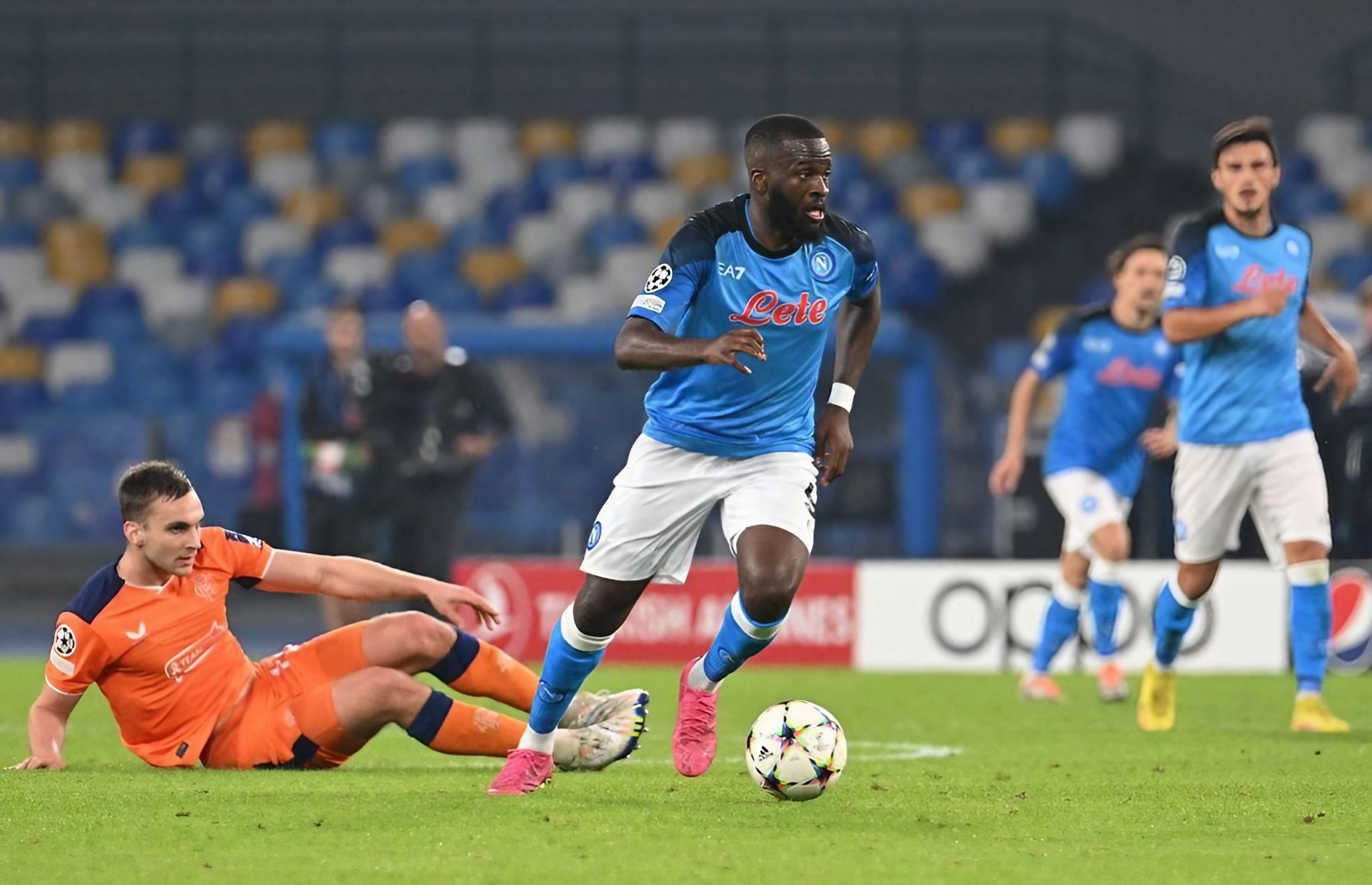 Ndombele on the pitch with Calcio Napoli