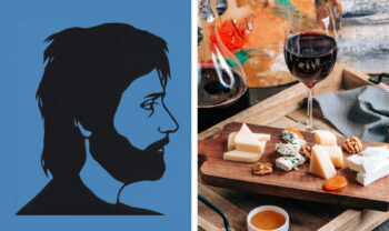Collage con foto di GNUT e una degustazione di vino e formaggi