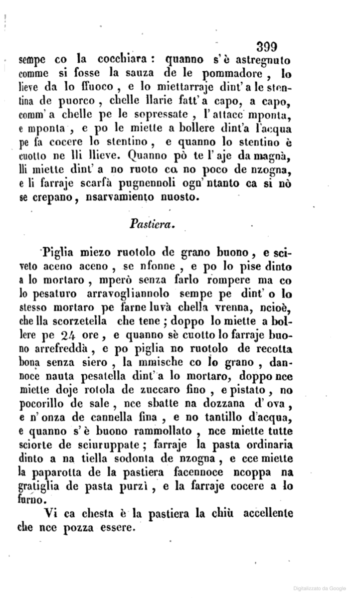 Ricetta della pastiera di Ippolito Cavalcanti