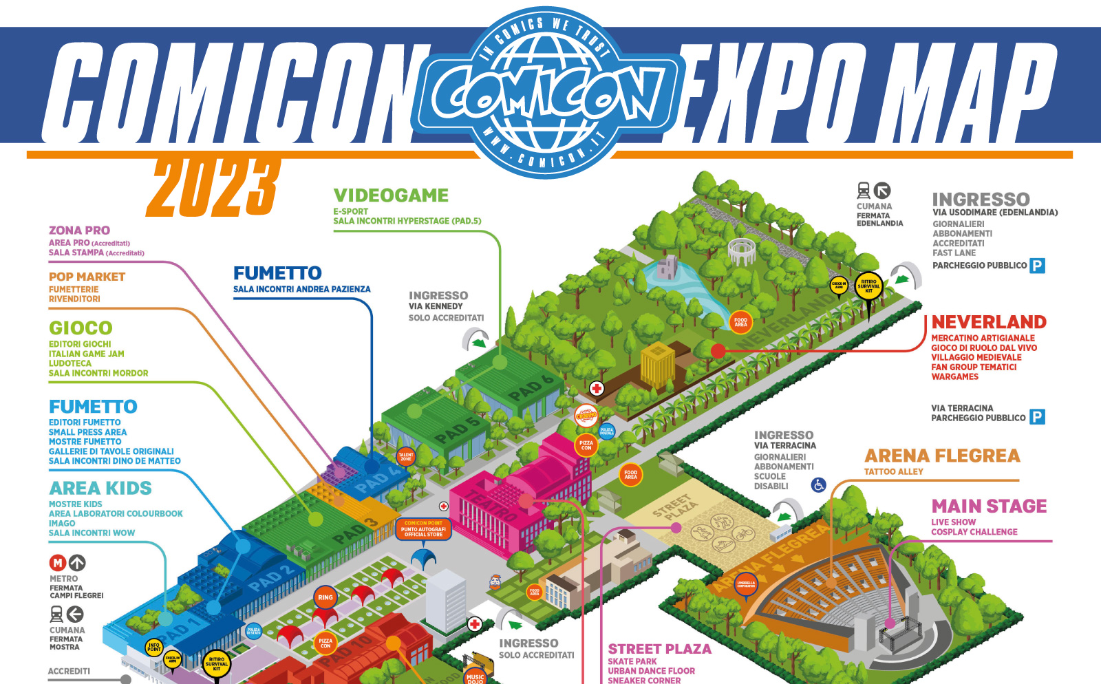 Mappa Aree ed Espositori del Comicon 2023