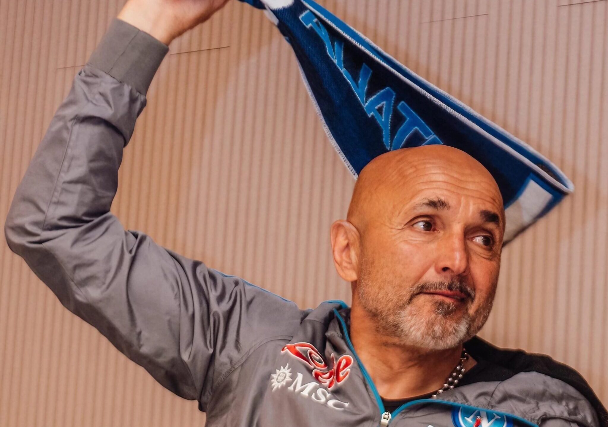 Luciano Spalletti, allenatore SSC Napoli, esulta dopo la vittoria dello scudetto