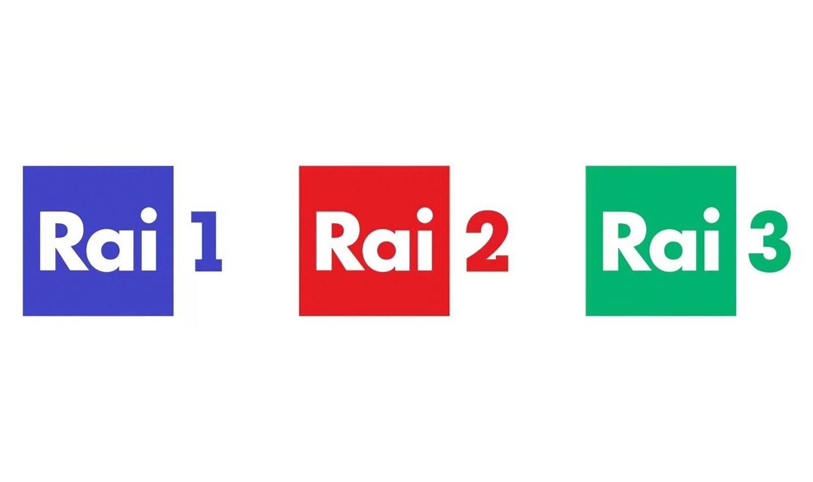 Logos of Rai 1 Rai 2 and Rai 3