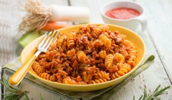 fusilli with bolognese ragout sauce