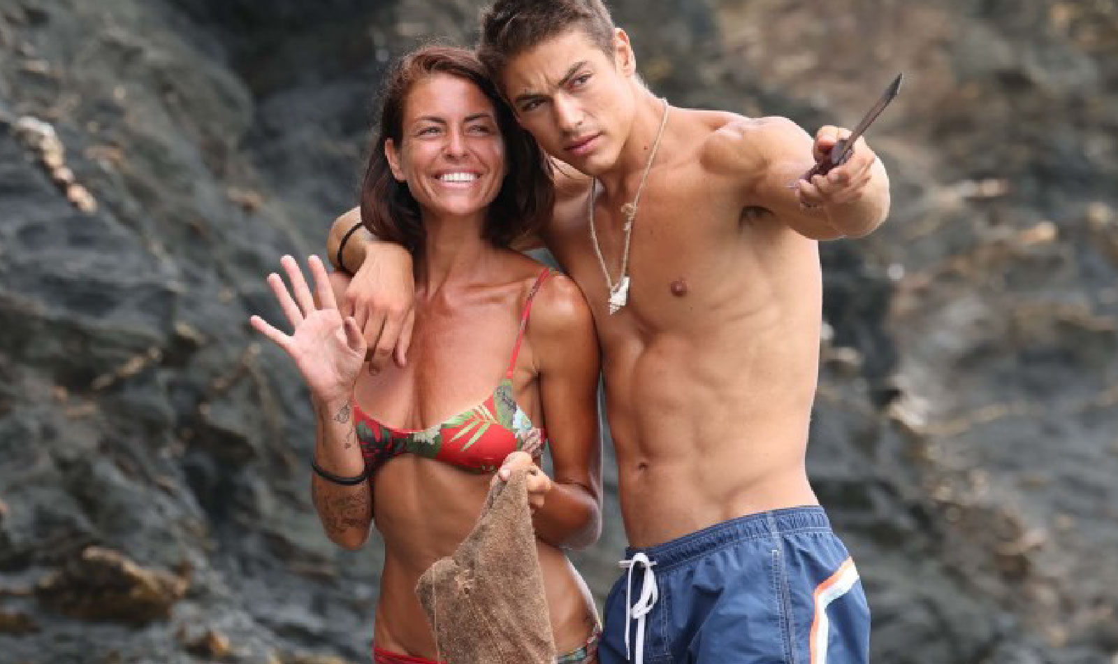 Pamela and Luca from Isola dei Famosi, the first two finalists.