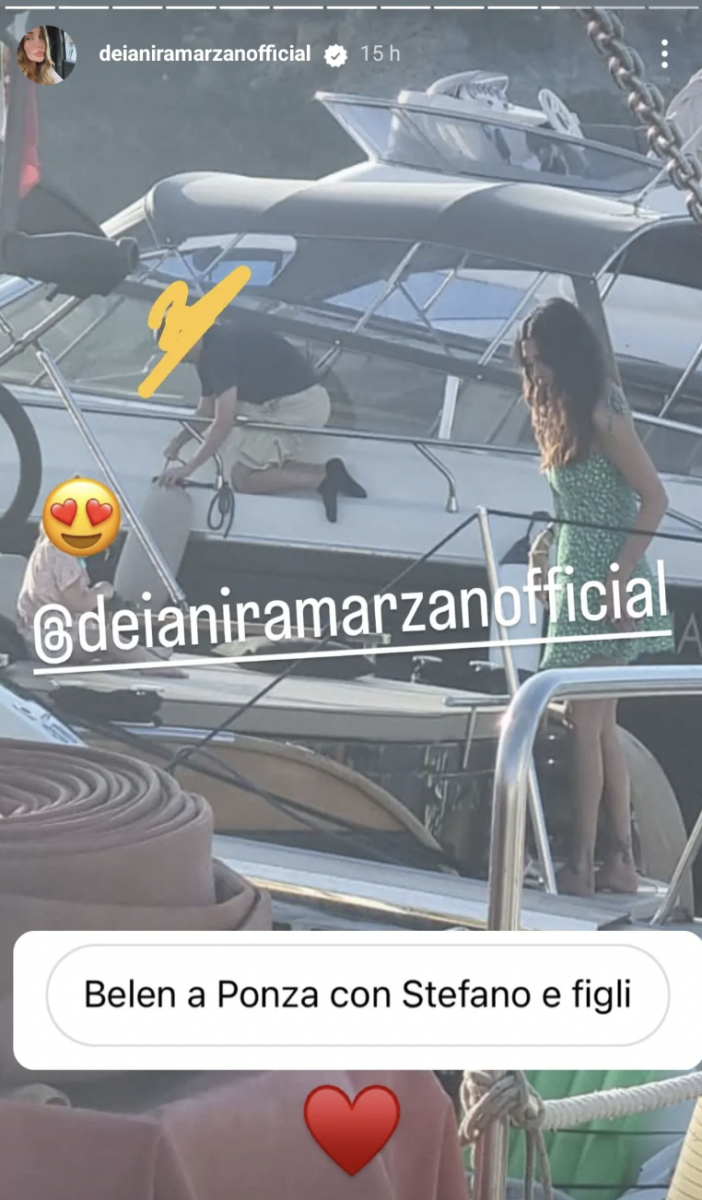 Belen Rodriguez e Santiago all'Isola di Ponza (fonte: profilo Instagram Deianira Marzano Official @deianiramarzanoofficial)