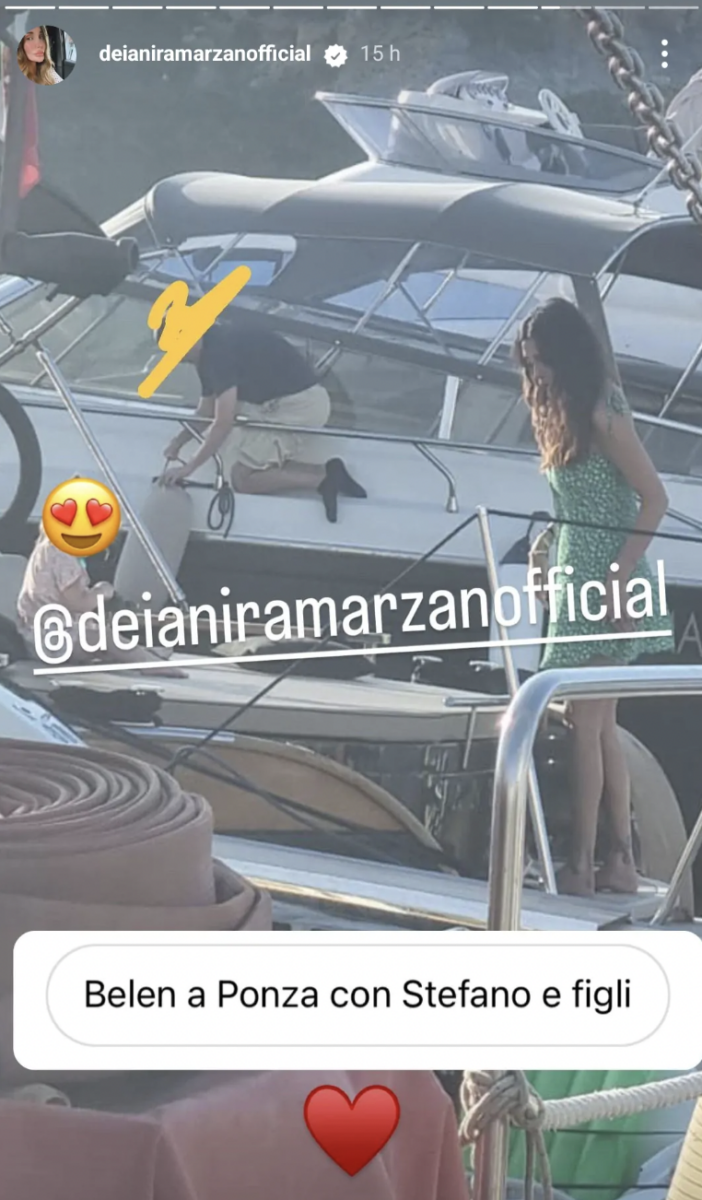 Belén Rodríguez y Santiago en la Isla de Ponza (fuente: perfil oficial de Instagram de Deianira Marzano @deianiramarzanoofficial)