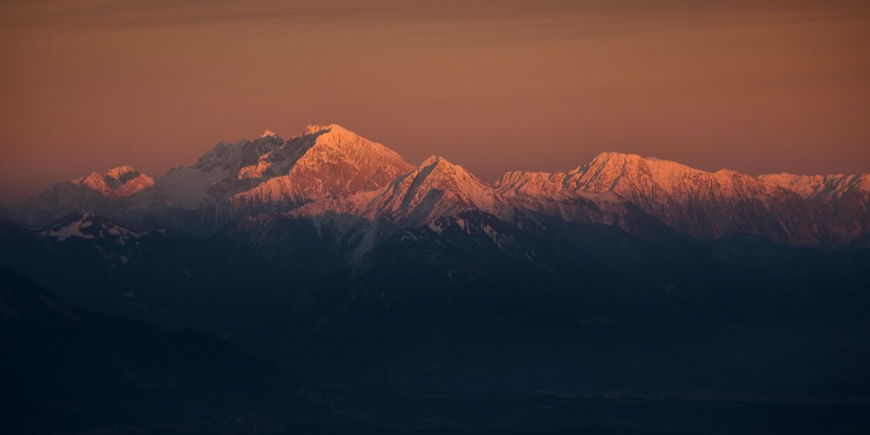 alps at sunset