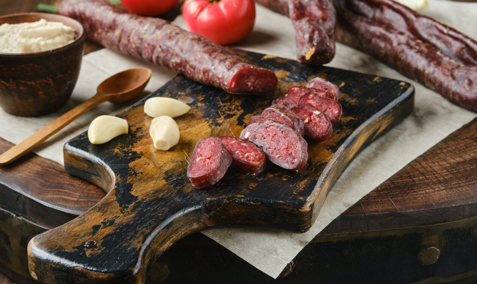 Dried sausage made of venison spicy meat