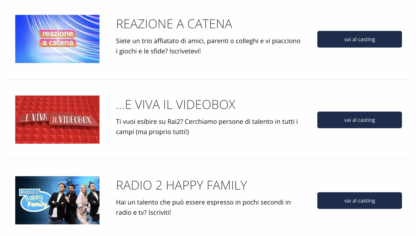 Casting Rai 2023, auditions and open selections. How to apply