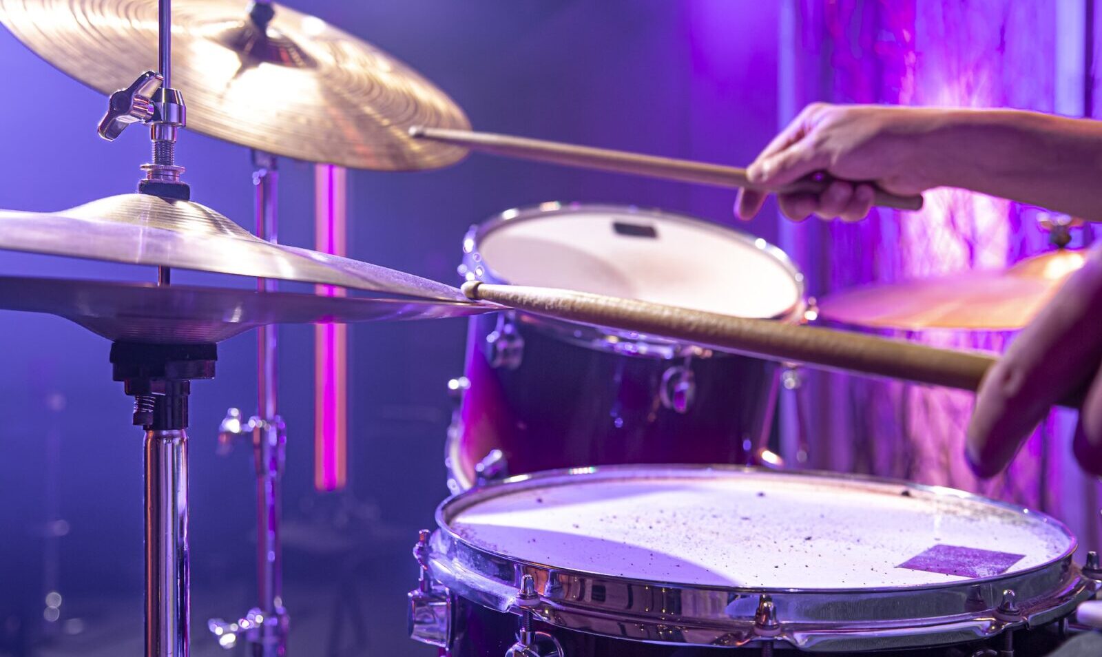 Drum kit, drums in the Studio on a beautiful background.