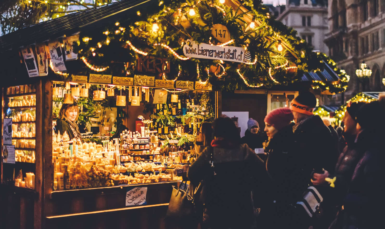 Christmas markets with wooden houses