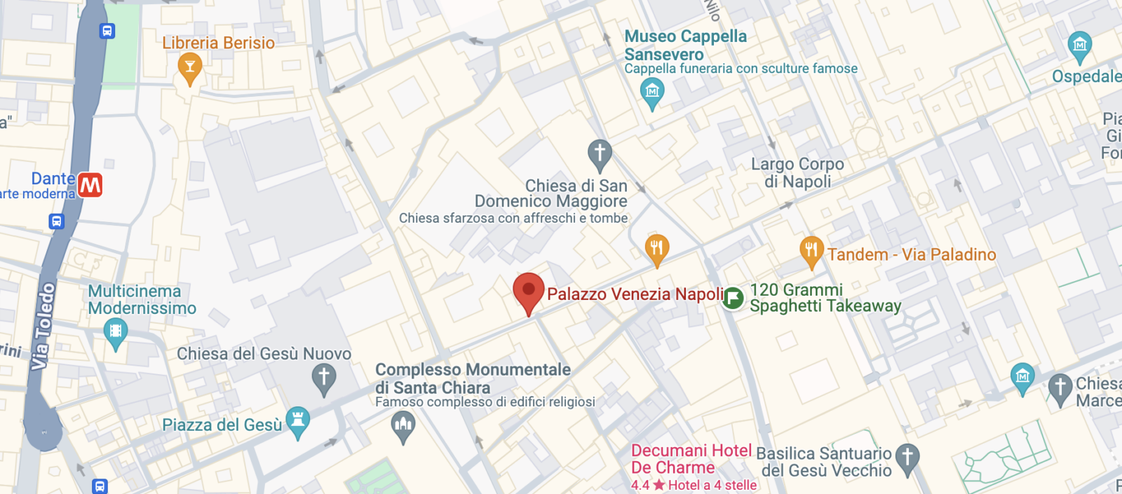 vista dalla mappa di Palazzo Venezia a Napoli