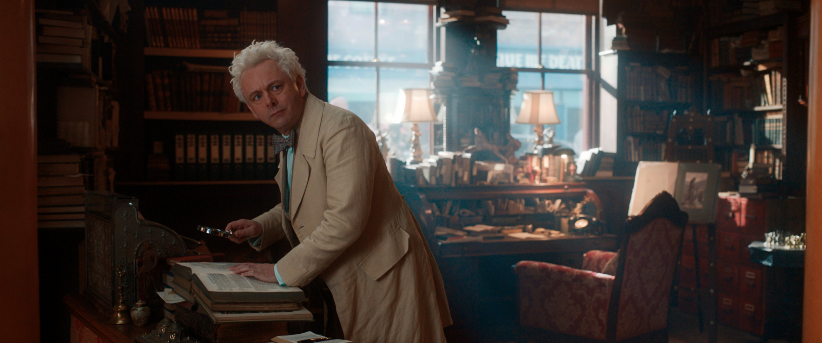 Aziraphale in his library