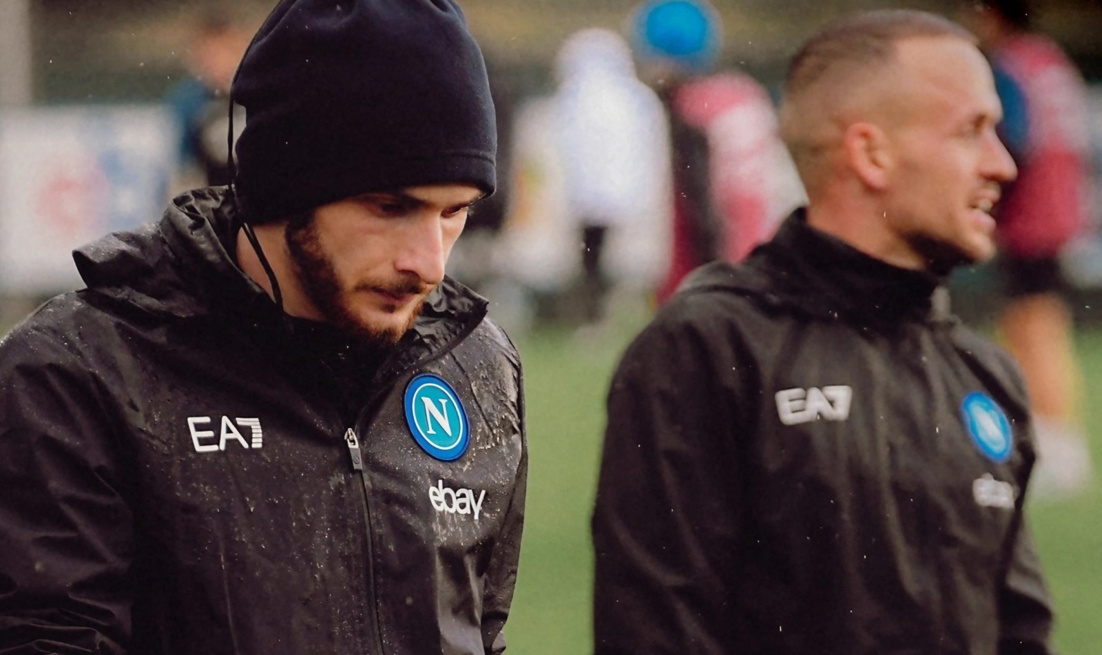 Kvaratskhelia and Lobotka, SSC Napoli footballers, in training