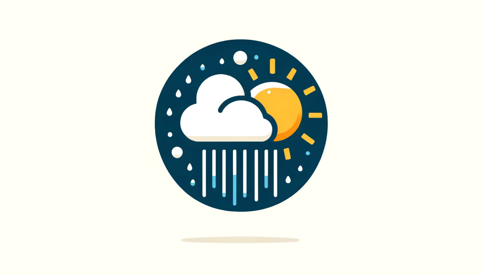 Símbolo de clima variable con nubes, lluvia ligera y sol.