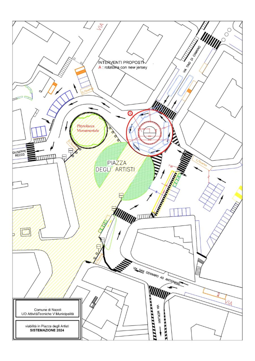 The project of the new roundabout in Piazza degli Artisti in Naples