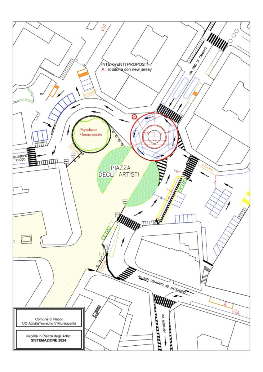 El proyecto de la nueva rotonda en Piazza degli Artisti en Nápoles