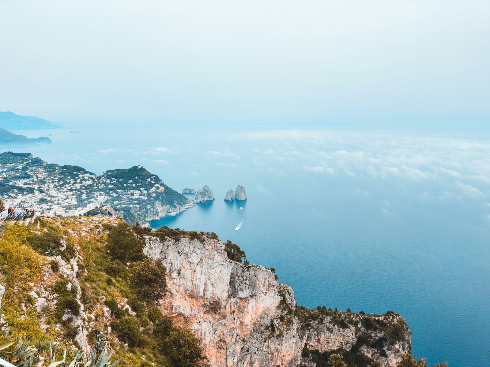 A view of the ocean from the top of a mountain
